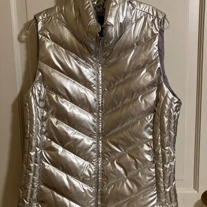 Talbots size L Silver Metallic Puff Vest